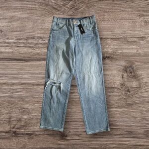 NWT Express Straight Ankle High Rise Distressed Light Wash Denim Jeans Womens 4R